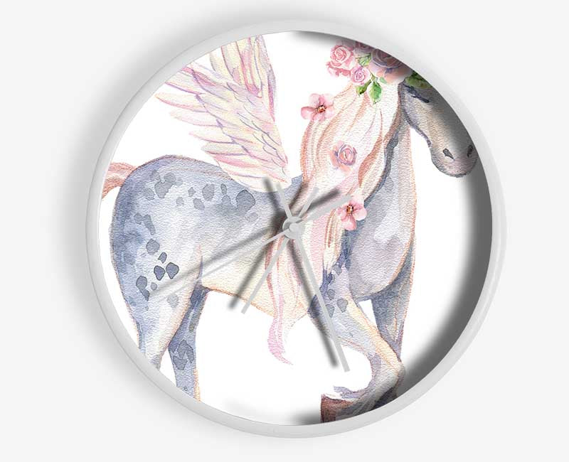 Unicorn Head Flowers Clock - Wallart-Direct UK