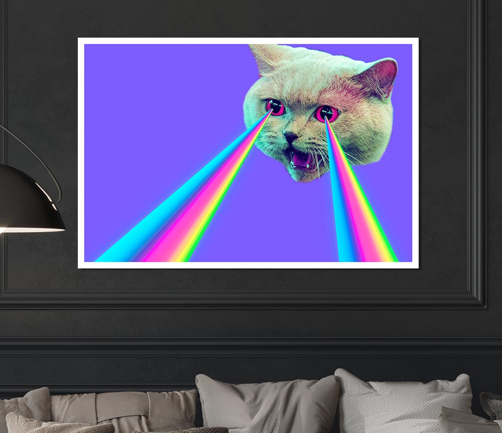 Cat Lazer Beam Print Poster Wall Art