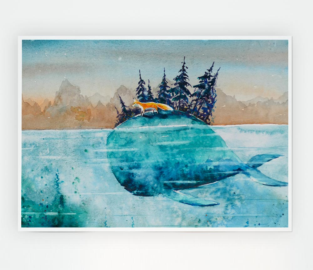 Whale Island Print Poster Wall Art