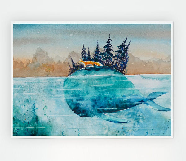 Whale Island Print Poster Wall Art