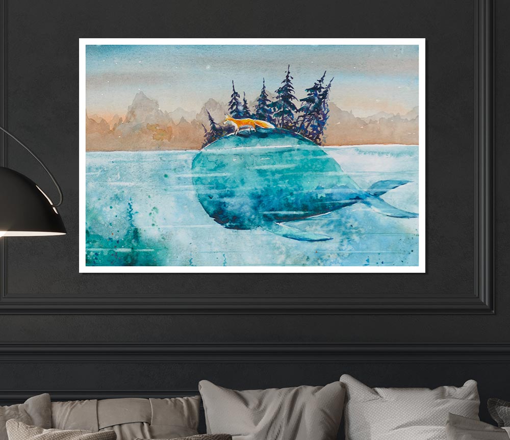 Whale Island Print Poster Wall Art