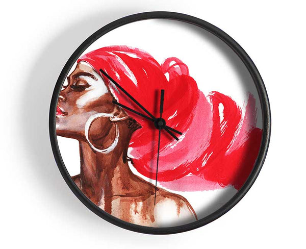 Red Head Scarf Clock - Wallart-Direct UK