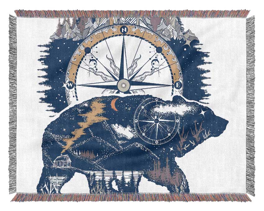 Bear Compass Woven Blanket