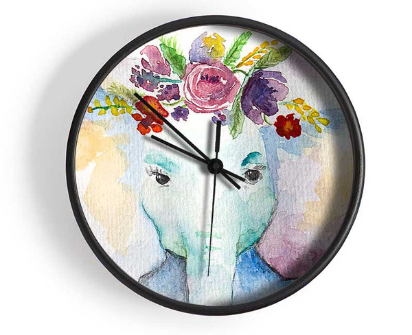 Floral Elephant Clock - Wallart-Direct UK