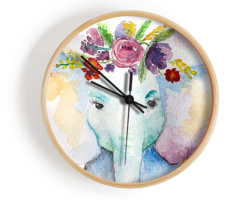 Floral Elephant Clock - Wallart-Direct UK