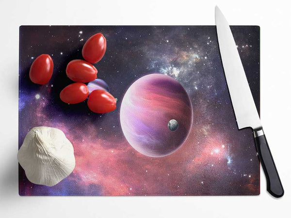 Planets In Orbit Glass Chopping Board