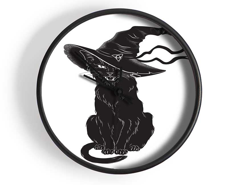 Black Cat Witches Hat Clock - Wallart-Direct UK