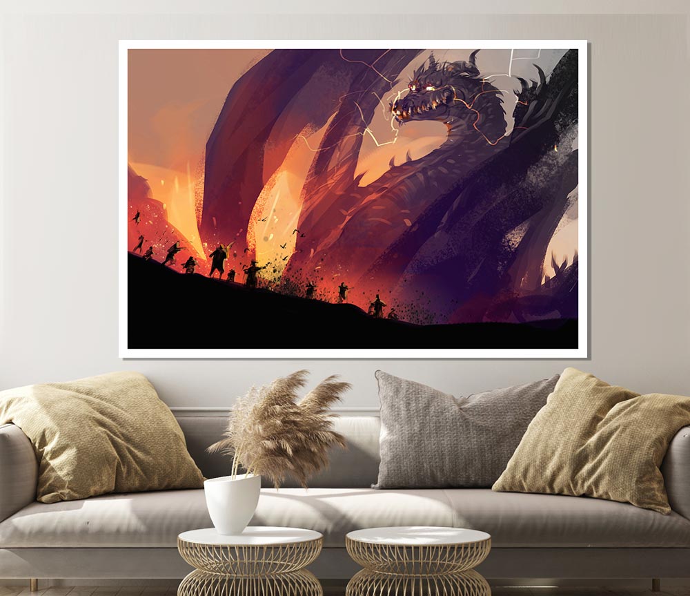 When The Dragon Attacks Print Poster Wall Art