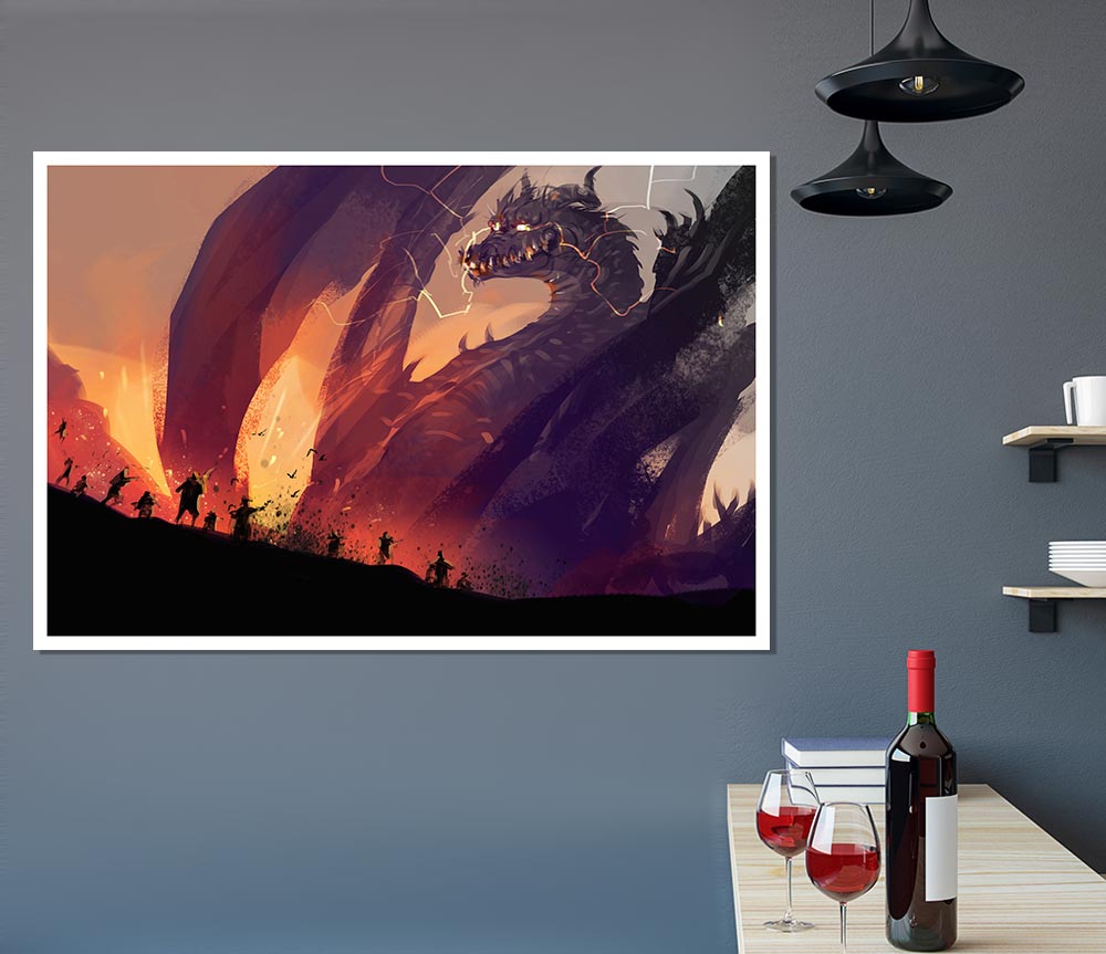 When The Dragon Attacks Print Poster Wall Art