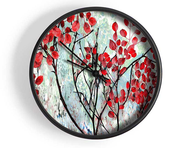 Red Leaves Winter Clock - Wallart-Direct UK