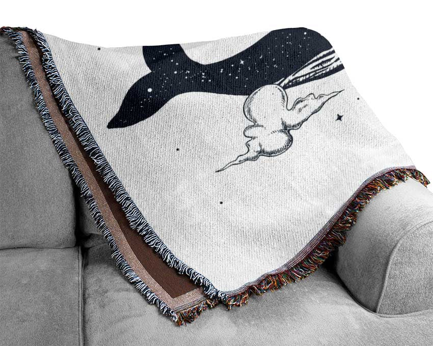 Astronaught On A Whale Woven Blanket