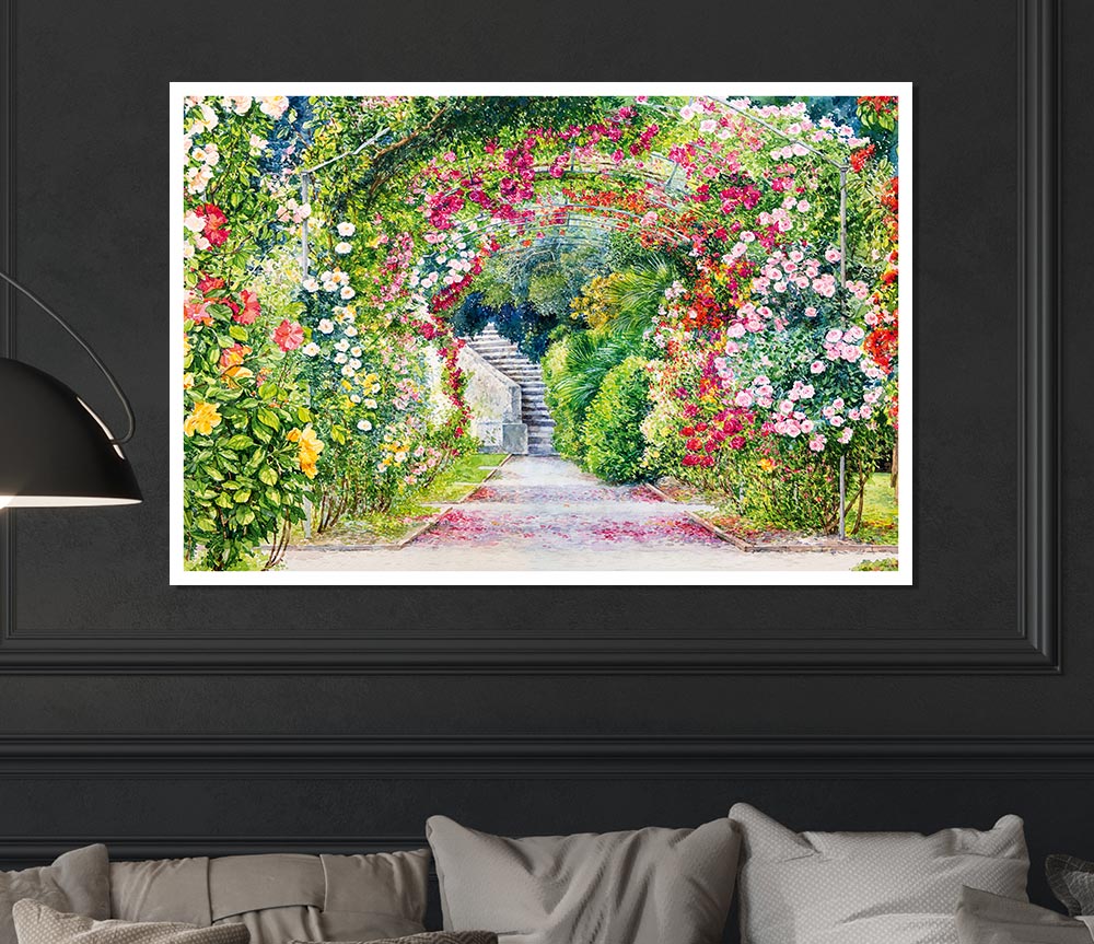 The British Garden Of Flowers Print Poster Wall Art