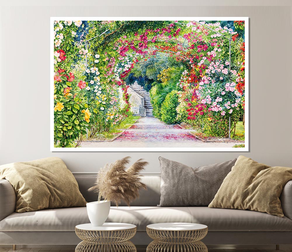 The British Garden Of Flowers Print Poster Wall Art