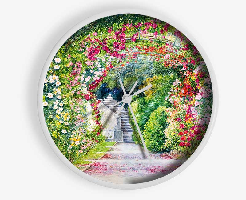 The British Garden Of Flowers Clock - Wallart-Direct UK