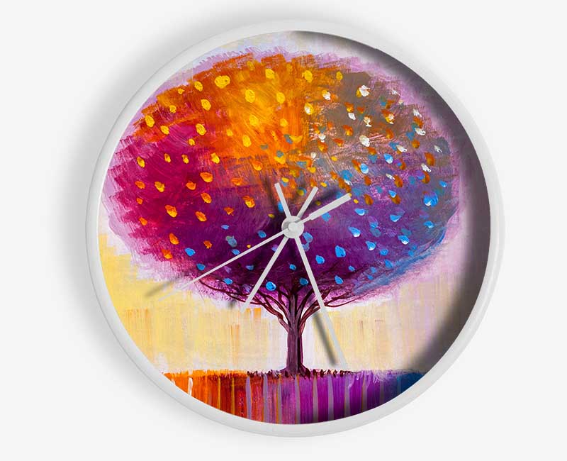 Stunning Round Tree Rainbow Clock - Wallart-Direct UK