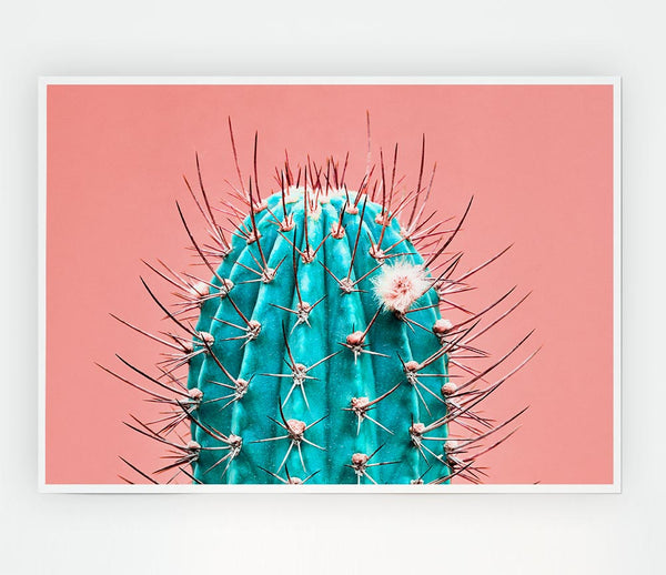 Teal Cactus Print Poster Wall Art