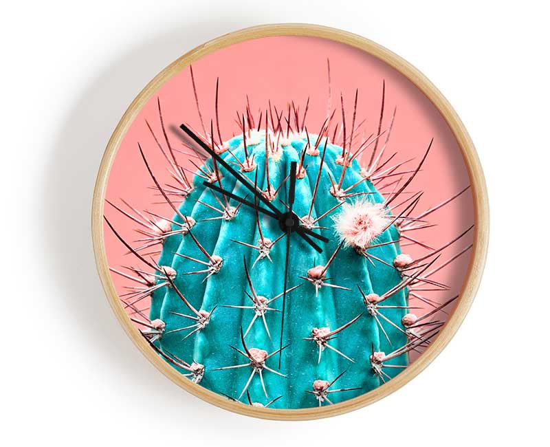 Teal Cactus Clock - Wallart-Direct UK