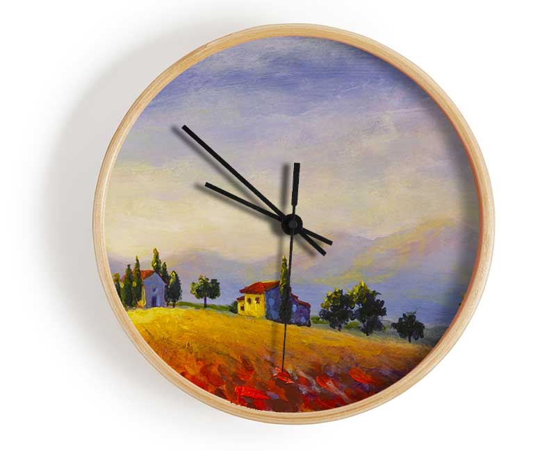 Farm On The Countryside Hill Clock - Wallart-Direct UK