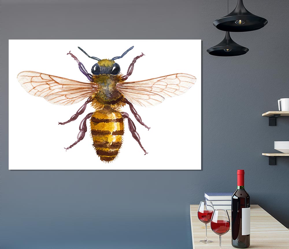 Watercolour Bee Print Poster Wall Art