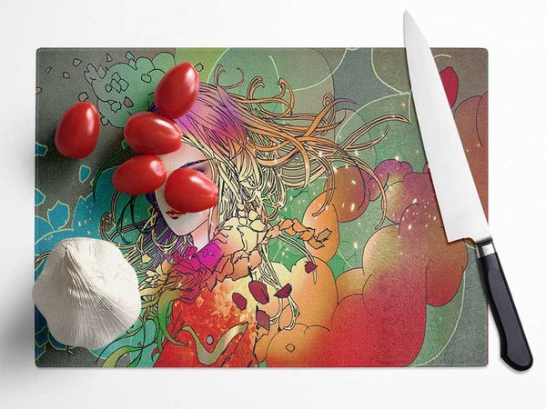 Clouds Of Colour Woman Glass Chopping Board