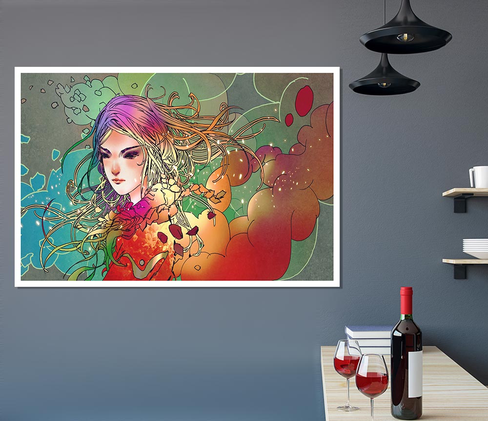 Clouds Of Colour Woman Print Poster Wall Art