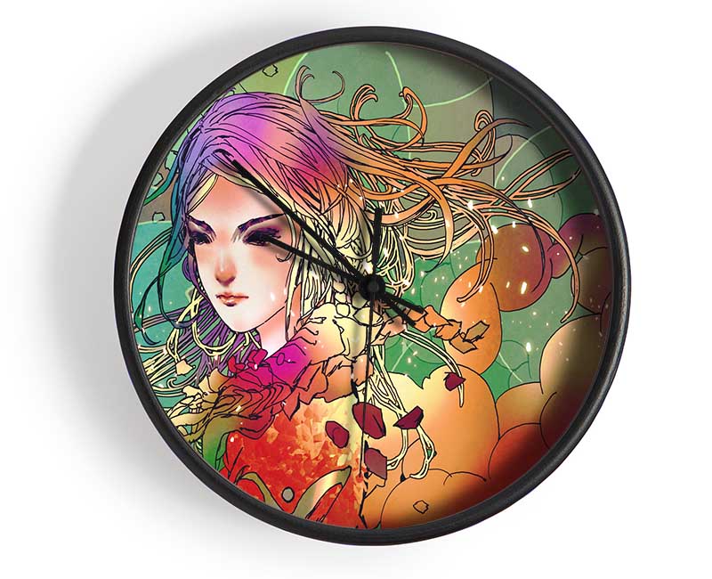 Clouds Of Colour Woman Clock - Wallart-Direct UK