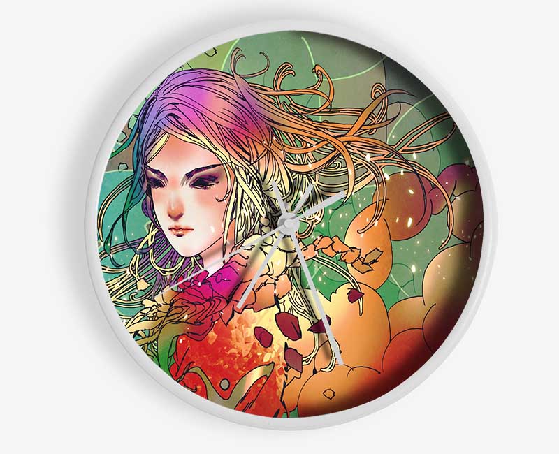 Clouds Of Colour Woman Clock - Wallart-Direct UK