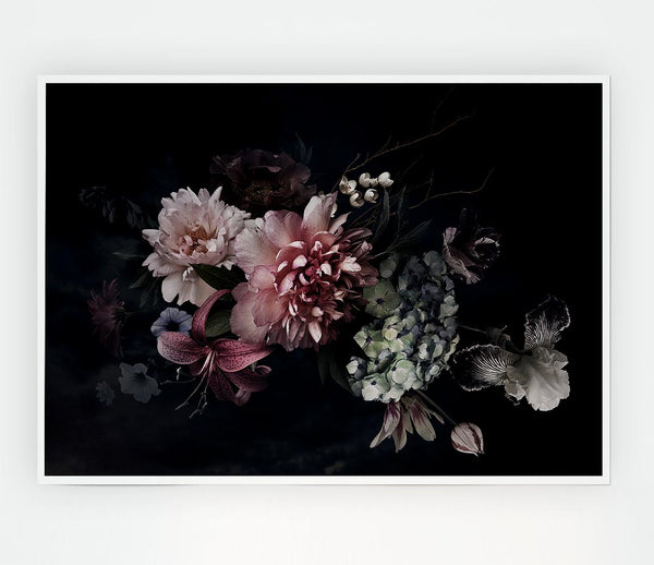 Flower Arrangement Darkness Print Poster Wall Art