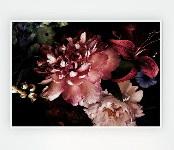 Flower Arrangement Dusk Print Poster Wall Art