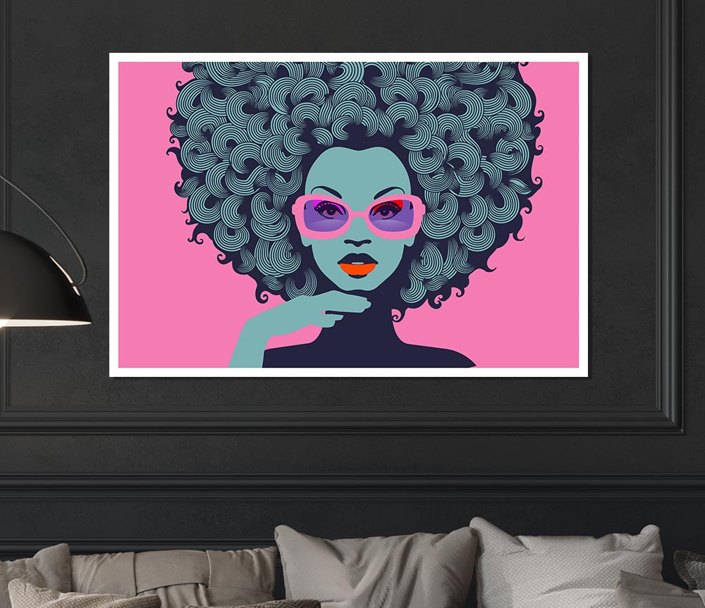 Glasses Big Hair Woman Print Poster Wall Art