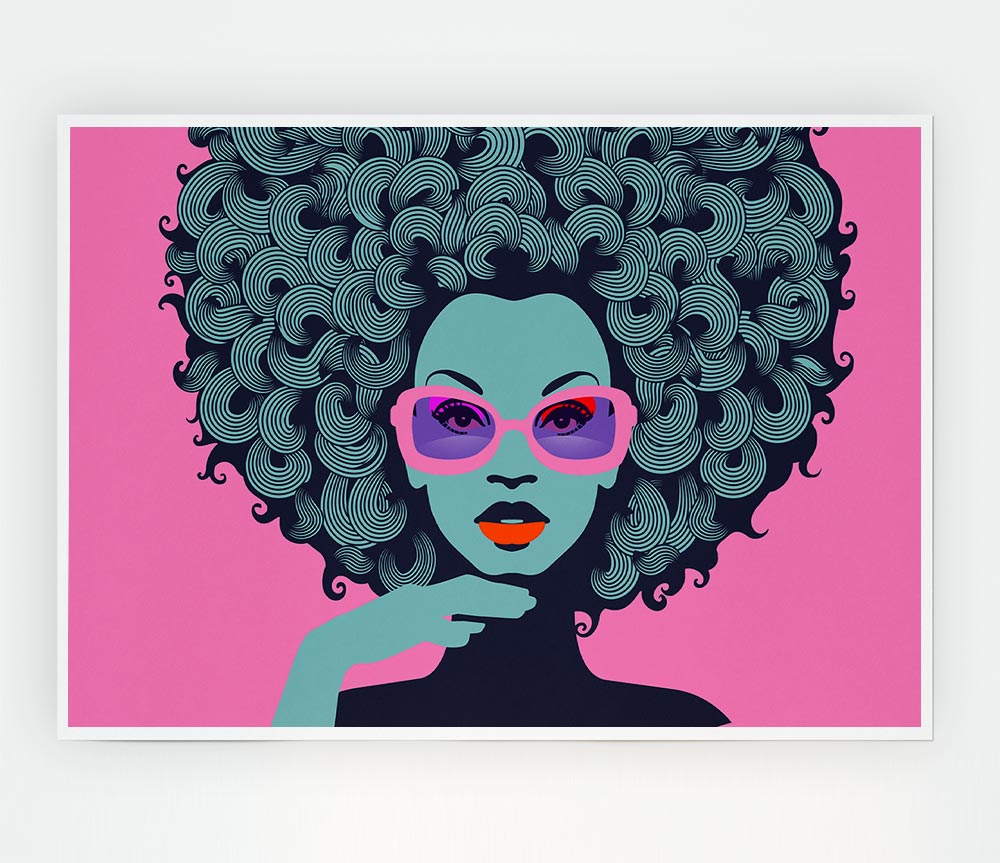 Glasses Big Hair Woman Print Poster Wall Art