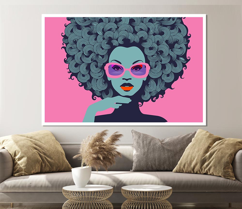 Glasses Big Hair Woman Print Poster Wall Art