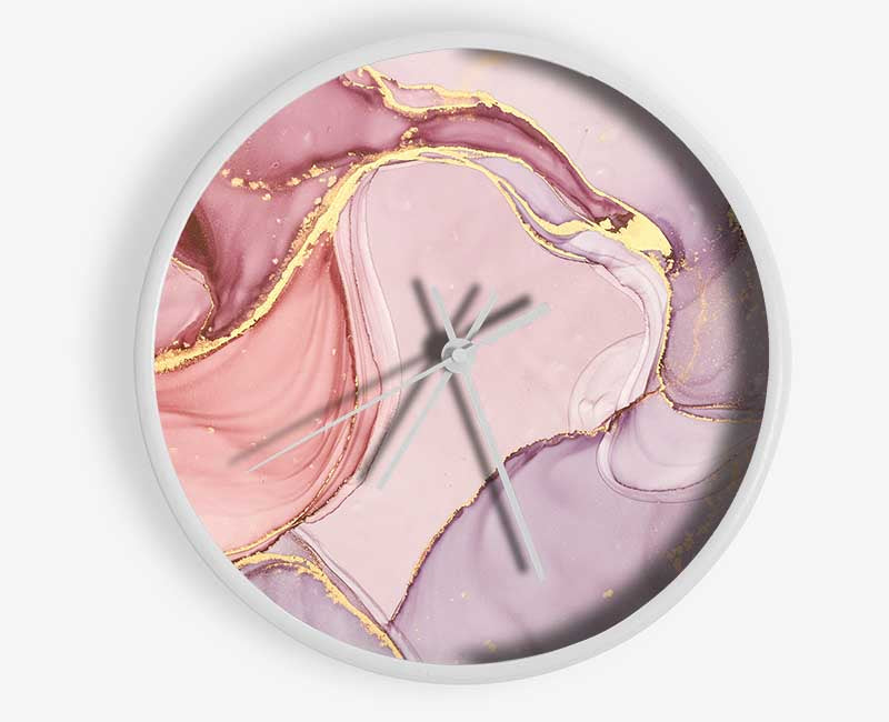 Oil Paint Pink And Gold Clock - Wallart-Direct UK