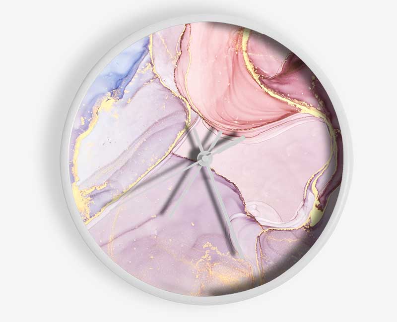 Oil Paint Lilac And Gold Clock - Wallart-Direct UK