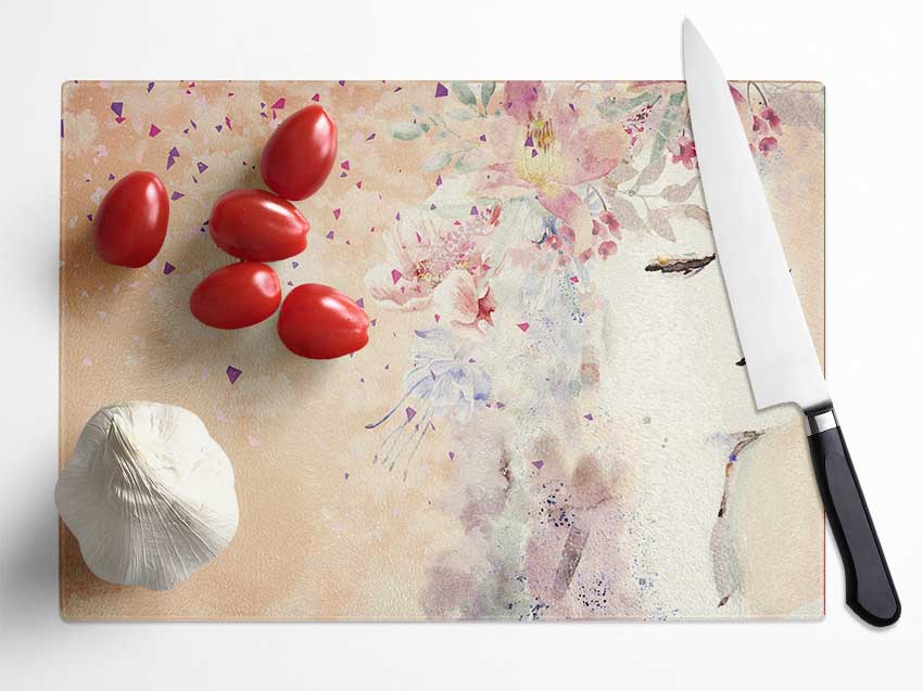 Flowers In Her Hair Glass Chopping Board