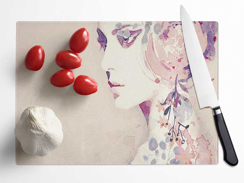 Flower Headpiece Glass Chopping Board