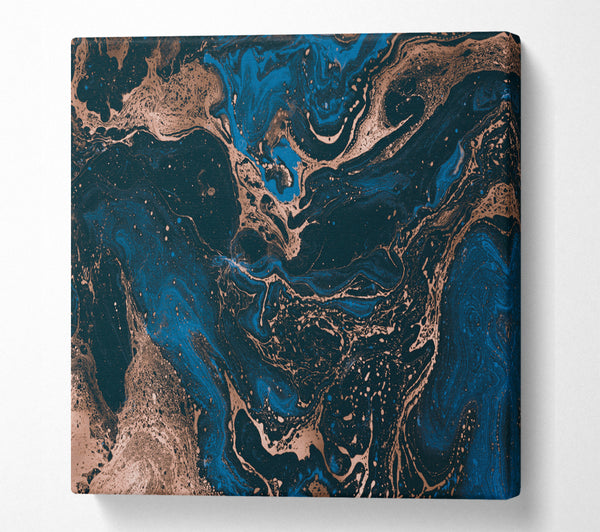 A Square Canvas Print Showing Ocean Oils And Bronze Square Wall Art