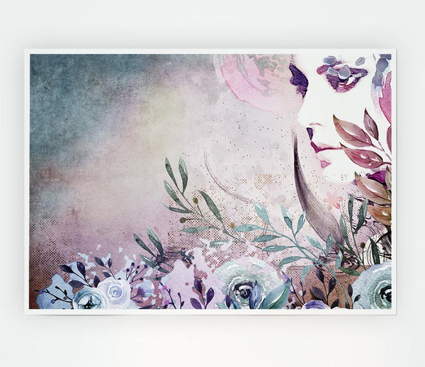 Floral Watercolour Woman Print Poster Wall Art