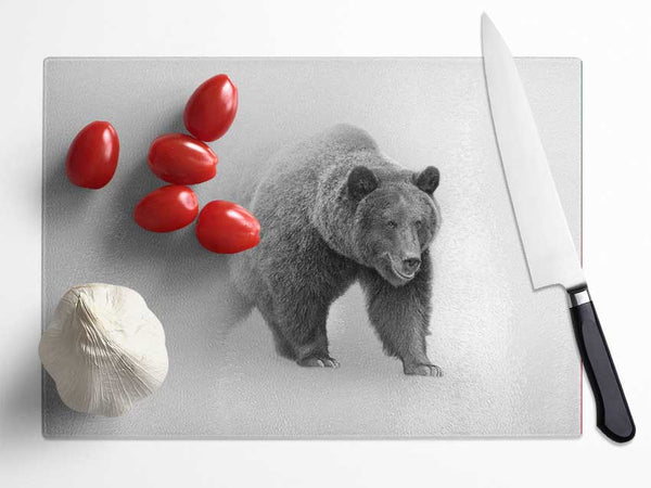 Bear In The Mist Glass Chopping Board