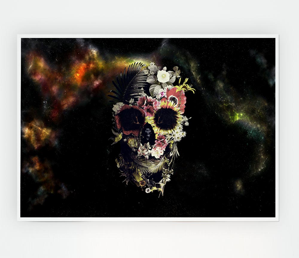 Flower Skull Print Poster Wall Art