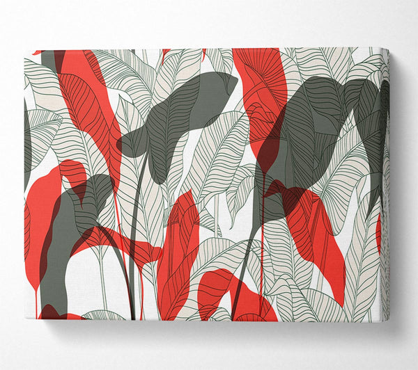 Picture of Leaves Of Red And Grey Canvas Print Wall Art