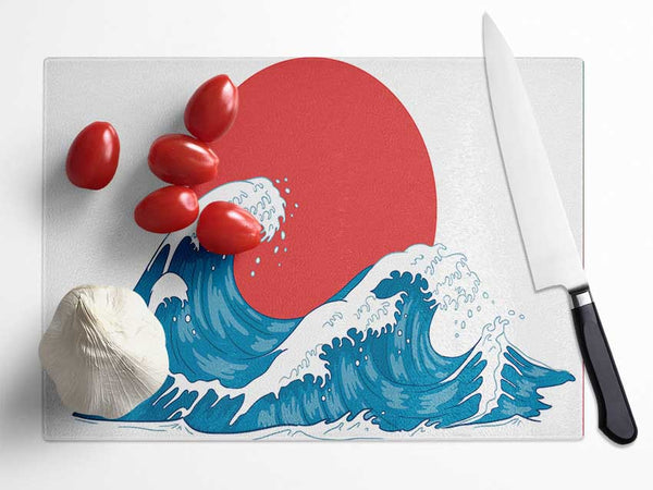 The Waves Under The Sunset Glass Chopping Board