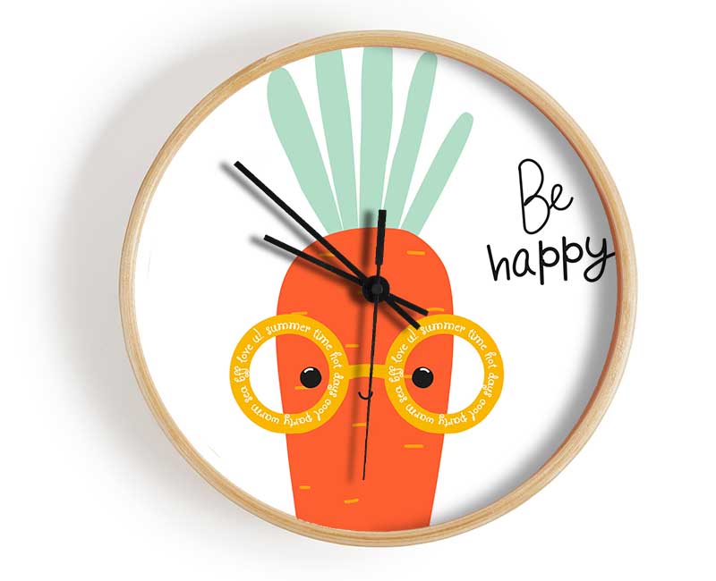 Be Happy Carrot Clock - Wallart-Direct UK