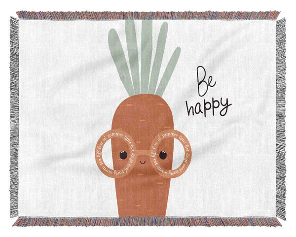 Be Happy Carrot Woven Blanket