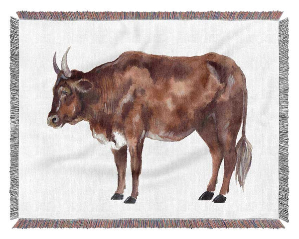 Big Brown Cow Woven Blanket