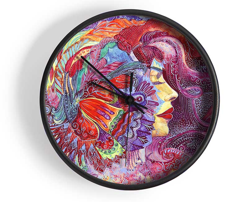 Pink Pattern Woman Clock - Wallart-Direct UK