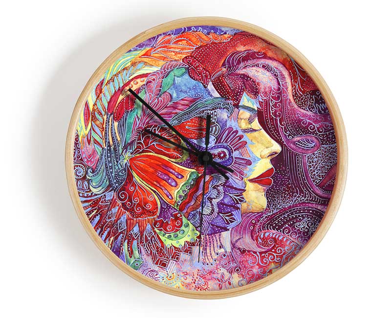 Pink Pattern Woman Clock - Wallart-Direct UK