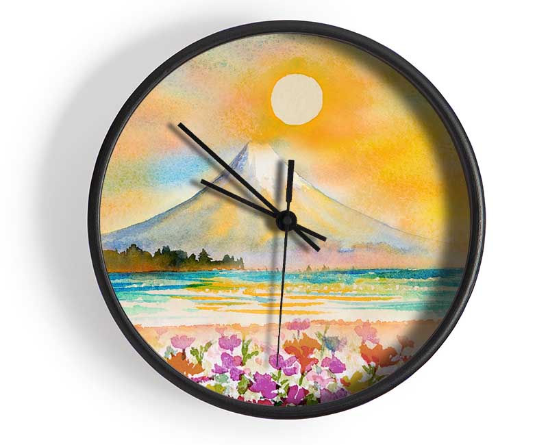 Sun Over The Volcano Clock - Wallart-Direct UK