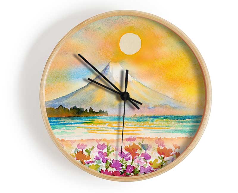 Sun Over The Volcano Clock - Wallart-Direct UK