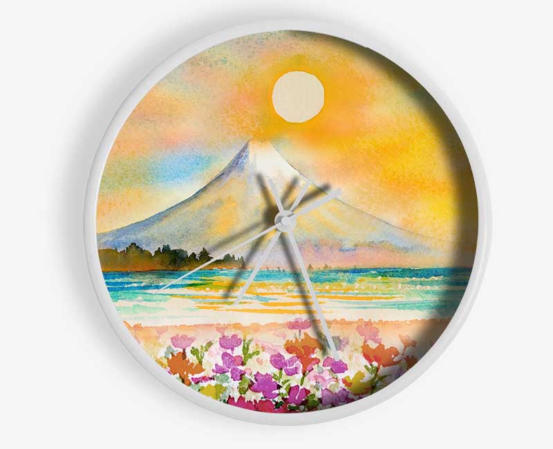 Sun Over The Volcano Clock - Wallart-Direct UK